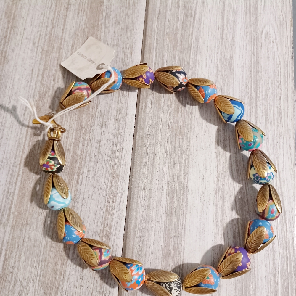 Gold and Multicolor Leaf Necklace